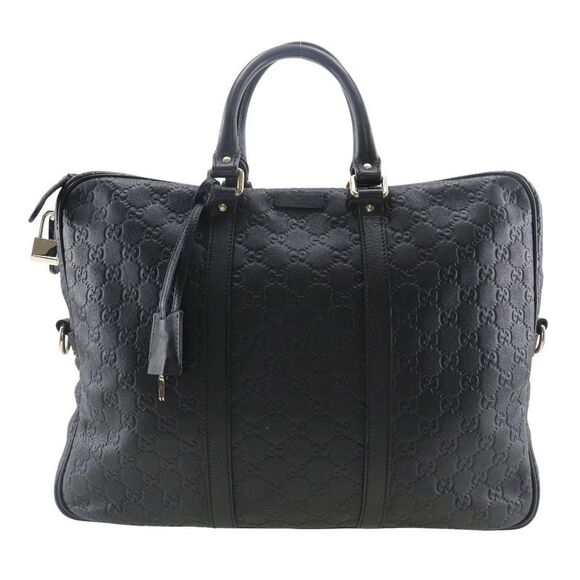Gucci Convertible Briefcase Black Leather Briefcase Bag (Pre-Owned) - Picture 1 of 12
